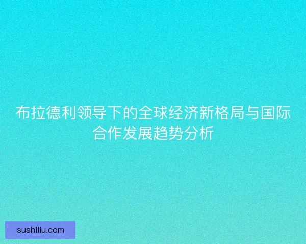 布拉德利领导下的全球经济新格局与国际合作发展趋势分析